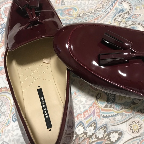 ZARA BASIC BURGUNDY TASSEL LOAFER SIZE 38 - Picture 7 of 7